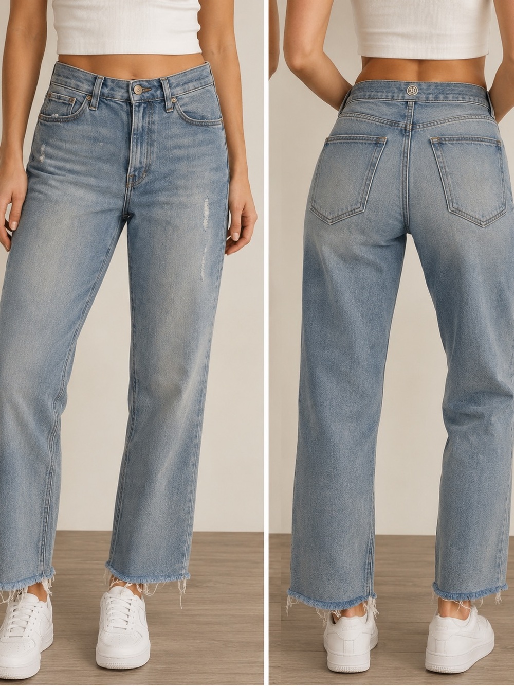 Kensie Washed Light Blue High-Rise Straight Jeans